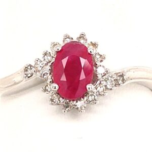 14K W Ruby & Diamond Ring
