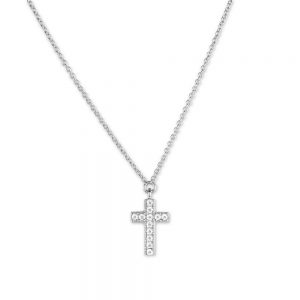Sterling Silver Micro Pave Cross Necklace