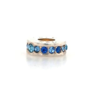 Sterling Silver Bead With Blue Crystals