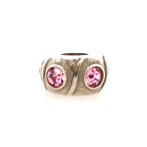 Sterling Silver Bead With Swirls & Pink Crystals