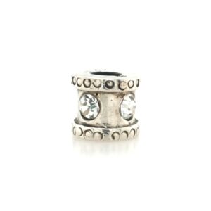 Sterling Silver Silver Bead With Clear Crystals