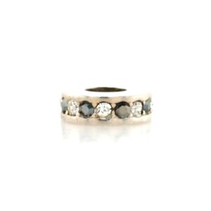 Sterling Silver Stopper Bead With Black & Clear Crystals