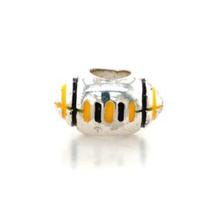Sterling Silver Football Yellow & Black Bead