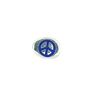 Sterling Silver Bead With Blue Peace Sign