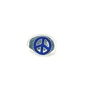 Sterling Silver Bead With Blue Peace Sign