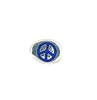 Sterling Silver Bead With Blue Peace Sign