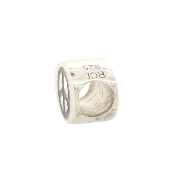 Sterling Silver Bead With Blue Peace Sign