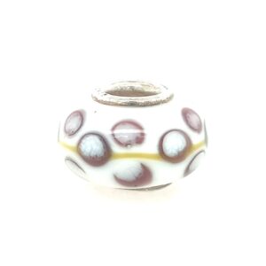 Sterling Silver White, Brown, & Green Glass Bead