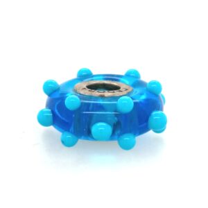 Sterling Silver Cedora Blue Glass Bead With Dots