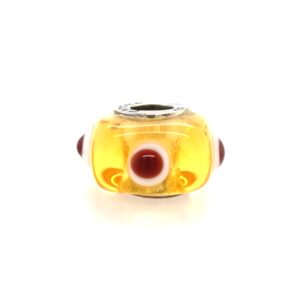 Sterling Silver Cedora Glass Bead Yellow With Dots