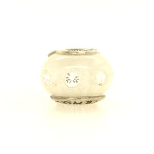 Sterling Silver White With Crystals Glass Bead