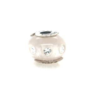 Sterling Silver White With Crystals Glass Bead
