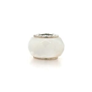 Sterling Silver White Checkerboard Glass Bead
