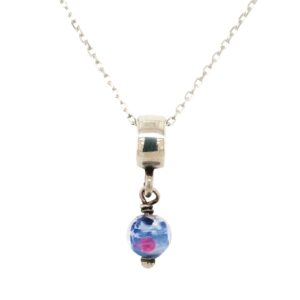 Sterling Silver Blue, White & Pink Dangle Bead