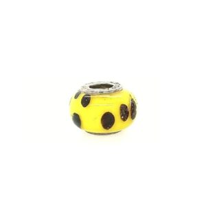Sterling Silver Cedora Yellow With Black Dots Bead