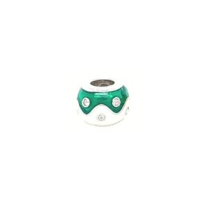 Sterling Silver RCI White & Green Bead With Crystals