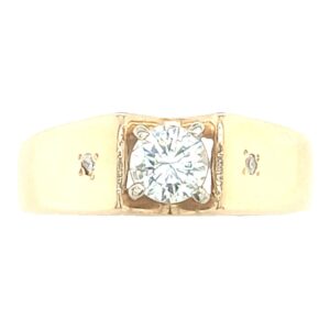 14K Y Diamond Ring With .35CT Center & 2 Round Sides