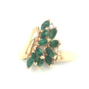 14K Y Emerald And Diamond Ring