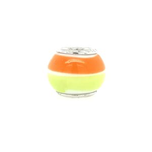 Sterling Silver Orange White Yellow-Green Glass Bead