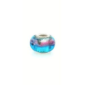 Sterling Silver Blue Silver Pink Metallic Glass Bead