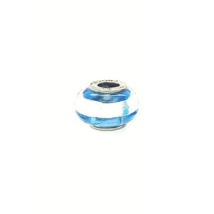 Sterling Silver Cedora Blue & Silver Metallic Glass Bead