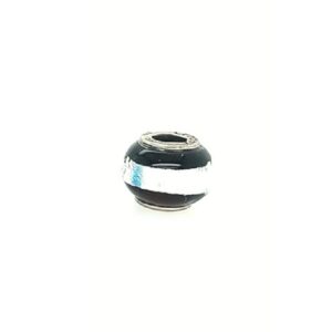 Sterling Silver Cedora Black & Silver Metallic Glass Bead