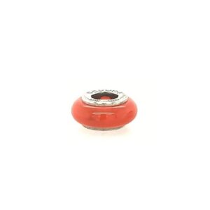Sterling Silver Cedora Orange Glass Bead