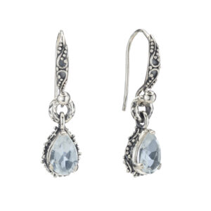 Sterling Silver and Pear-Shaped Blue Topaz Earrings