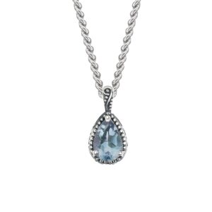 Sterling Silver Mini Teardrop Pendant with one 6x9mm Pear-shaped Blue Topaz