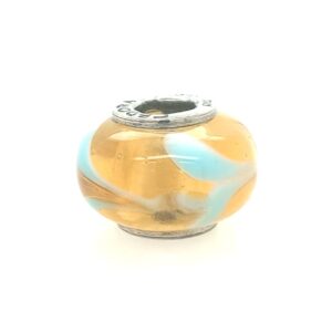 Sterling Silver Cedora Golden-Yellow, Light-Blue, & White Glass Bead