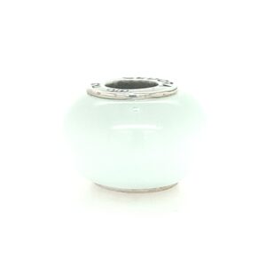 Sterling Silver Cedora White Glass Bead Italy
