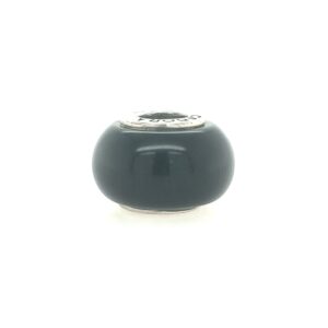 Sterling Silver Cedora Black Glass Bead Italy