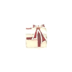 Sterling Silver RCI Present Bead Red & White Enameled