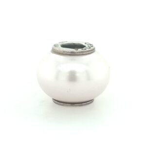 Sterling Silver Cedora White Pearl-Like Finish Bead
