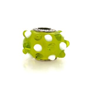 Sterling Silver Cedora Yellow-Green Dotted Glass Bead