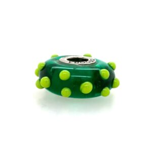 Sterling Silver Cedora Green Glass Bead With Dots