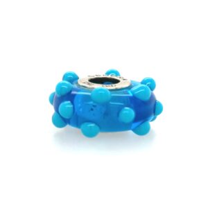 Sterling Silver Cedora Blue Glass Bead With Dots