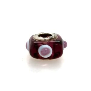 Sterling Silver Glass Bead Purple With Dots