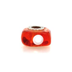 Sterling Silver Cedora Glass Bead Orange With Dots