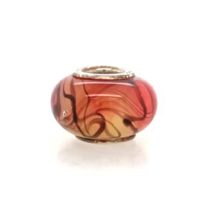 Sterling Silver Glass Bead Golden, Salmon & Brown