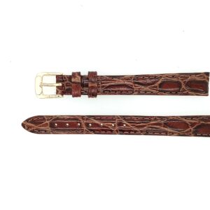 12L Brown Leather Watch Band Crocodile Grain