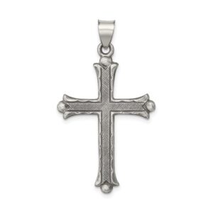 Sterling Silver Antiqued & Brushed Latin Cross Pendant