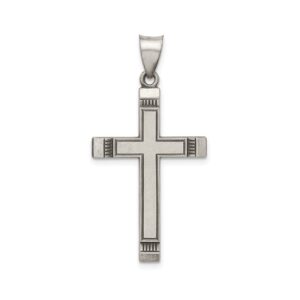 Sterling Silver Antiqued & Brushed Latin Cross Pendant
