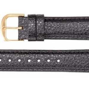 24R Black Textured Calfskin Semi-Padded Watch Band