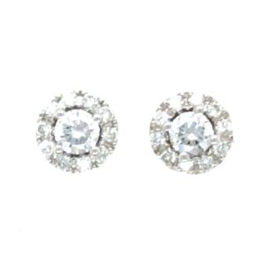 14K W Lab Diamond Halo Stud Earrings