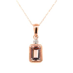 10K Rose Gold Morganite & Diamond Necklace