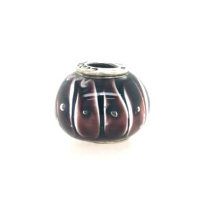 Sterling Silver Black, White & Purple Glass Bead