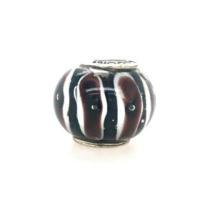 Sterling Silver Black, White & Purple Glass Bead