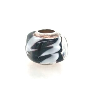 Sterling Silver Black & White Square Glass Bead