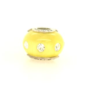 Sterling Silver Yellow Glass Bead With Crystals